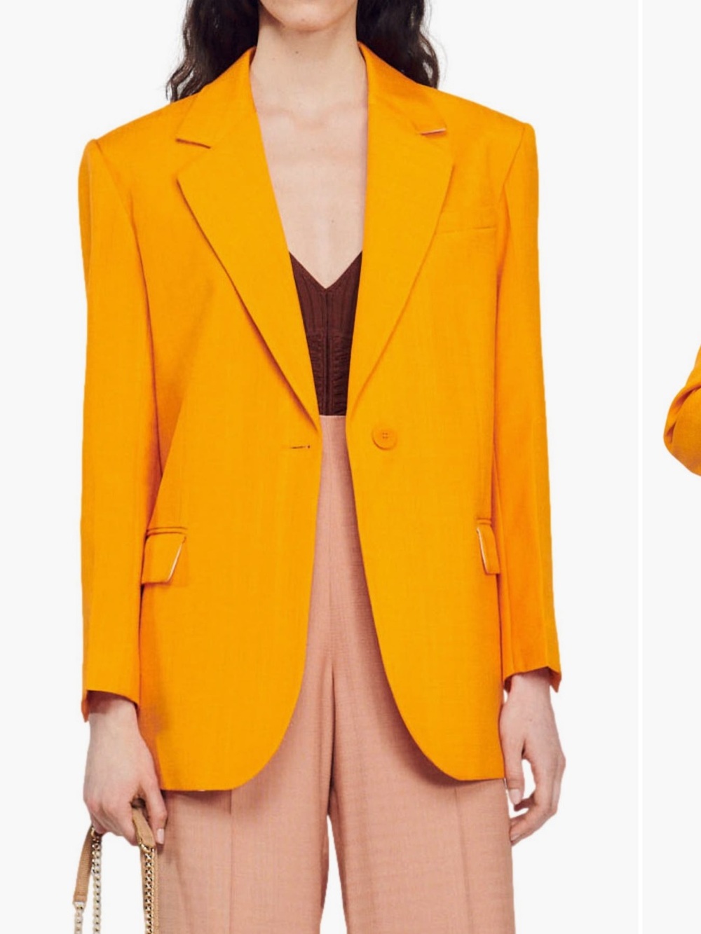 Sandro Harper orange one-button blazer jacket 36 4-6 new with tags